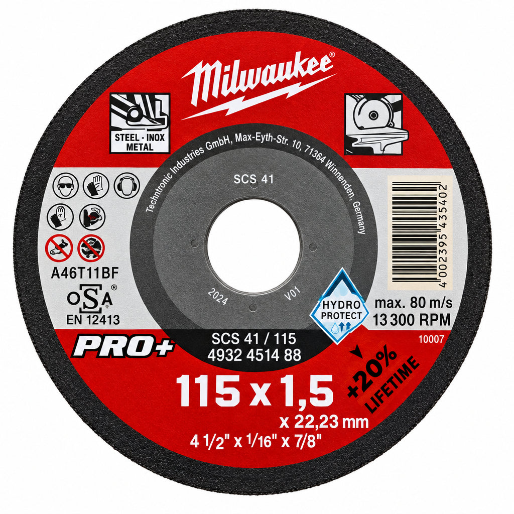 Disco Milwaukee abrasivo per ferro d. 115x1,5 – disco da taglio per ferro 115x1,5 mm – Ferraro Srl