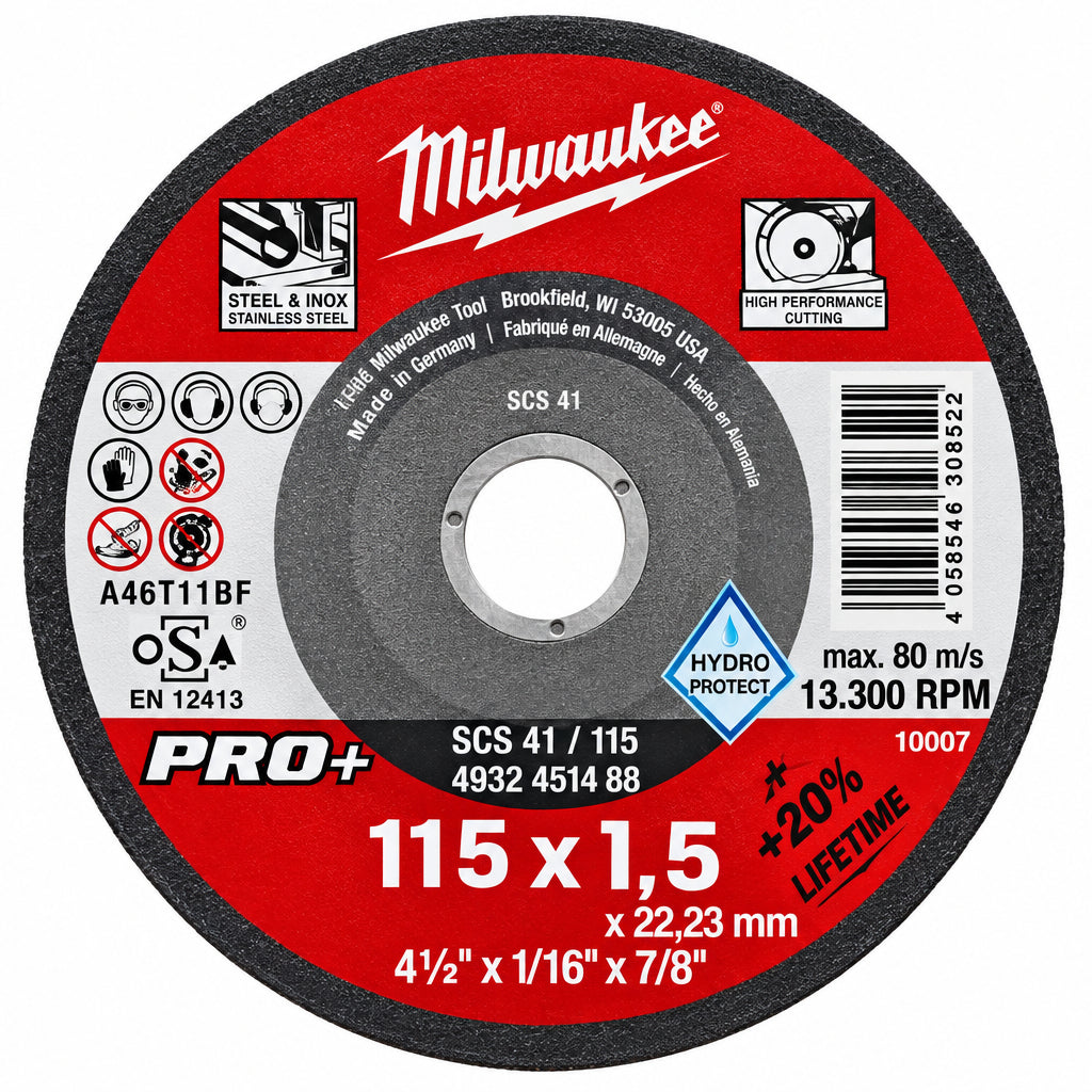 Disco Milwaukee abrasivo per ferro d. 115x1 – disco da taglio per ferro 115x1 mm – Ferraro Srl