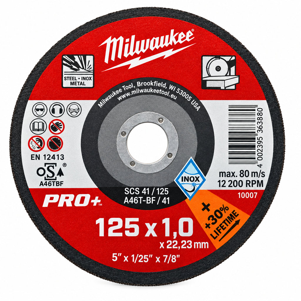 Disco Milwaukee Pro abrasivo per ferro d. 125x1 – disco da taglio per ferro 125x1 mm – Ferraro Srl