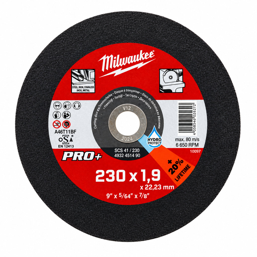 Disco Milwaukee Pro abrasivo per ferro d. 230x1,9 – disco da taglio per ferro 230x1,9 mm – Ferraro Srl